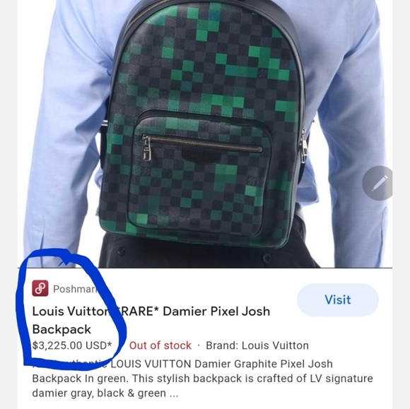 Louis Vuitton Backpack Limited Edition Damier Graphite Pixel,Green&blk - Picture 8 of 9